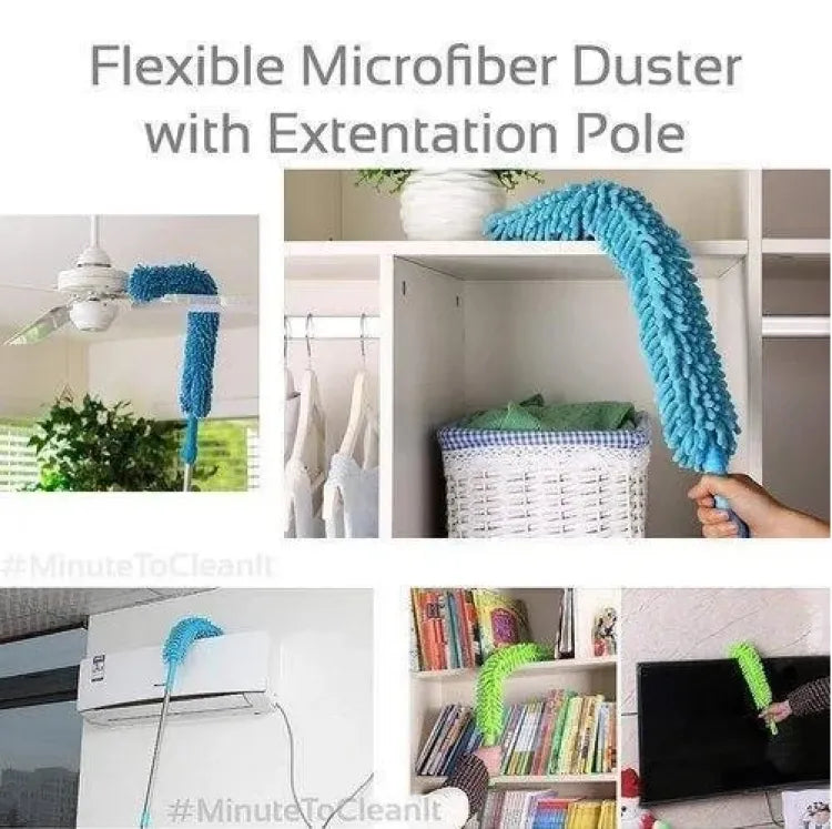Flexible Fan Duster - Microfiber Bendable Cleaning Brush (Random Color)